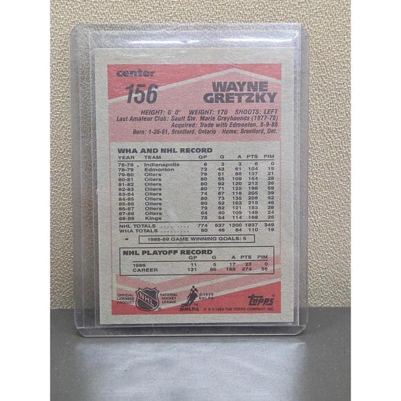 1989-90 Topps #156 Wayne Gretzky LA KINGS HOF GREAT ONE - Picture 2 of 2